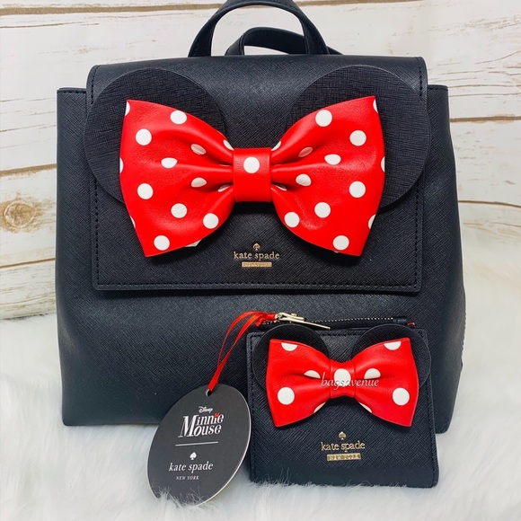kate spade Handbags - KATE SPADE MINNIE MOUSE BLACK BACKPACK WALLET SET